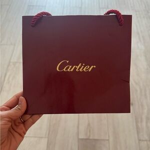 Authentic Cartier Red Gift Bag – Small Size with Rope Handles